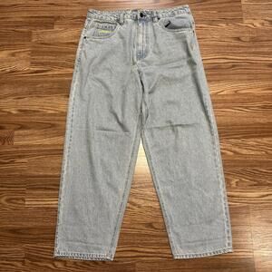 Empyre Blue Jeans Wide and Tapered Loose Fit Size 32 Drawstring Embroidered